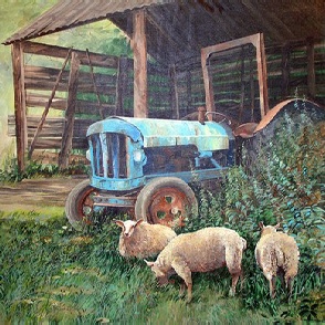 Blue Tractor by - Acrylic by Isabel Blincow Blue Tractor - Acrylic by Isabel Blincow