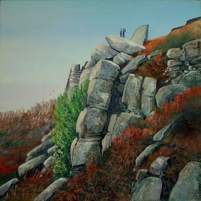 Climbing Face at Stanage - Acrylic by Isabel Blincow