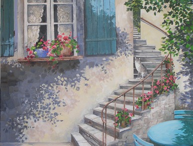 French Courtyard by - Acrylic by Isabel Blincow