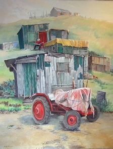 Red Tractor - Acrylic by Isabel Blincow