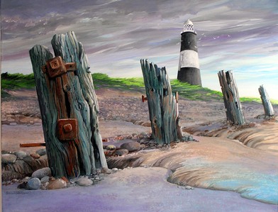 Rusty Groynes at Spurn Point - Acrylic by Isabel Blincow