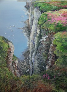 Willow Herb at Bempton - Acrylic by Isabel Blincow